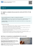 Su Registro Y Tarjeta De Vacunacin Contra El COVID19 de Los CDC