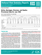 Births Marriages Divorces and Deaths Provisional Data for July 1999