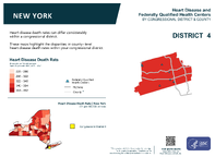 NY Congressional District 04 Heart Disease and Federally Qualified Health Centers Map 118th Congress