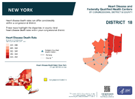 NY Congressional District 18 Heart Disease and Federally Qualified Health Centers Map 118th Congress