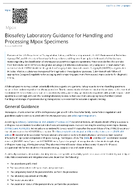 Biosafety Laboratory Guidance for Handling and Processing Mpox Specimens