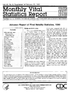 Advance Report of Final Natality Statistics 1990