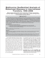 CME ACTIVITY Multicenter GeoSentinel Analysis of Rickettsial Diseases in International Travelers 19962008
