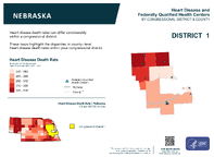 NE Congressional District 01 Heart Disease and Federally Qualified Health Centers Map 118th Congress