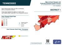 TN Congressional District 01 Heart Disease and Federally Qualified Health Centers Map 119th Congress