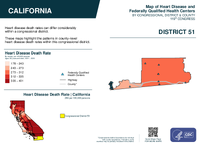 CA Congressional District 51 Heart Disease and Federally Qualified Health Centers Map 119th Congress