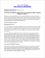 Third Possible SARS Case Reported in China Influenza a H5N1 Infections Reported in Vietnam Wednesday January 14 2004 2032 EST 0832 PM EST