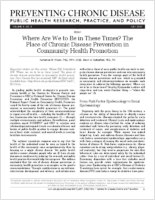 Where Are We to Be in These Times The Place of Chronic Disease Prevention in Community Health Promotion