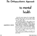 The orthopsychiatric approach to mental health