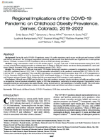 Regional Implications of the COVID19 Pandemic on Childhood Obesity Prevalence Denver Colorado 20192022