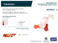TN Congressional District 05 Heart Disease and Federally Qualified Health Centers Map 118th Congress