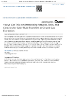 Youve Got This Understanding Hazards Risks and Controls for Safer Fluid Transfers in Oil and Gas Extraction