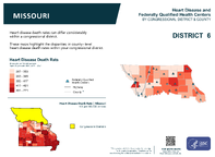 MO Congressional District 06 Heart Disease and Federally Qualified Health Centers Map 118th Congress