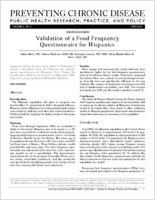 Validation of a Food Frequency Questionnaire for Hispanics