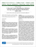 Colorectal Cancer Identification Methods Among Kansas Medicare Beneficiaries 20082010