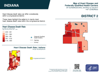 IN Congressional District 02 Heart Disease and Federally Qualified Health Centers Map 119th Congress
