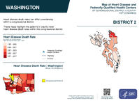 WA Congressional District 02 Heart Disease and Federally Qualified Health Centers Map 119th Congress