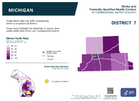 MI Congressional District 07 Stroke and Federally Qualified Health Centers Map 118th Congress