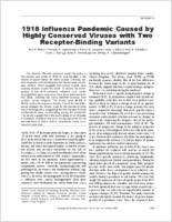 1918 Influenza Pandemic and Highly Conserved Viruses with Two ReceptorBinding Variants