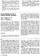 Factors Affecting The Use Of Surgical Physician Assistants