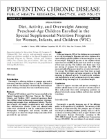Diet Activity and Overweight Among PreschoolAge Children Enrolled in the Special Supplemental Nutrition Program for Women Infants and Children WIC