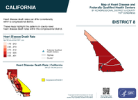 CA Congressional District 08 Heart Disease and Federally Qualified Health Centers Map 119th Congress