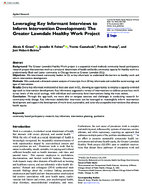 Leveraging Key Informant Interviews to Inform Intervention Development The Greater Lawndale Healthy Work Project