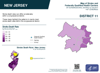 NJ Congressional District 11 Stroke and Federally Qualified Health Centers Map 119th Congress