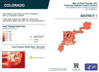 CO Congressional District 01 Heart Disease and Federally Qualified Health Centers Map 119th Congress