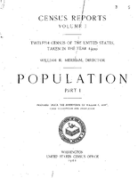 Twelfth Census of the United States Taken in Year 1900 PopulationPart I