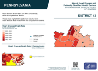PA Congressional District 13 Heart Disease and Federally Qualified Health Centers Map 119th Congress