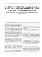 Isolation of Waddlia malaysiensis A Novel Intracellular Bacterium from Fruit Bat Eonycteris spelaea