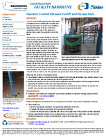 Construction Fatality Narrative Operator Crushed Between Forklift and Storage Rack 2022