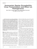 Venezuelan Equine Encephalitis Virus Transmission and Effect on Pathogenesis