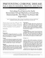 Retooling Food Service for Early Elementary School Students in Somerville Massachusetts The Shape Up Somerville Experience