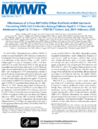 Effectiveness of 2dose BNT162b2 Pfizer BioNTech MRNA Vaccine in Preventing SARSCoV2 Infection Among Children Aged 511 Years and Adolescents Aged 1215 Years  PROTECT Cohort July 2021February 2022