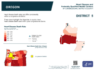 OR Congressional District 05 Heart Disease and Federally Qualified Health Centers Map 118th Congress