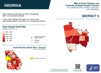 GA Congressional District 03 Heart Disease and Federally Qualified Health Centers Map 119th Congress