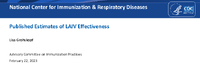 Published estimates of LAIV effectiveness