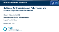 2021 Guidance for Importation of Polioviruses  Potentially Infectious Materials Presentation