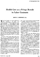 Health Care As A Fringe Benefit In Labor Contracts