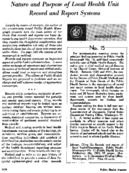 Nature and purpose of local health unit record and report systems