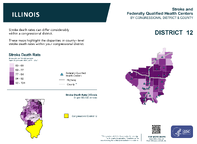 IL Congressional District 12 Stroke and Federally Qualified Health Centers Map 118th Congress