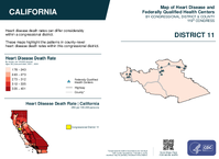 CA Congressional District 11 Heart Disease and Federally Qualified Health Centers Map 119th Congress