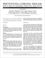 Family History of Lung Cancer and Contemplation of Smoking Cessation