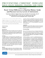 RuralUrban Differences in Baseline Dietary Intake and Physical Activity Levels of Adolescents