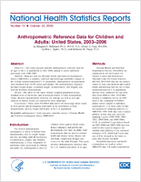 Anthropometric reference data for children and adults United States 20032006