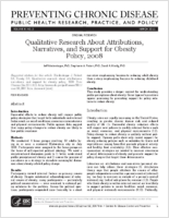 Qualitative Research About Attributions Narratives and Support for Obesity Policy 2008