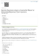 Harmful Reactions Linked to Counterfeit Botox or Mishandled Botulinum Toxin Injections