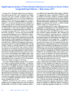 Rapid Implementation of Pulse Oximetry Newborn Screening to Detect Critical Congenital Heart Defects  New Jersey 2011